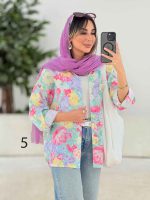 شومیز طرح دار تک جیب دنیز کد 7818 - تصویر 2