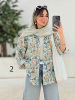 شومیز طرح دار تک جیب دنیز کد 7818 - تصویر 7