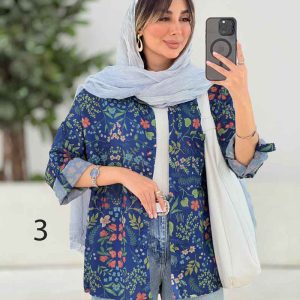 شومیز طرح دار تک جیب دنیز کد 7818