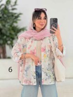شومیز طرح دار تک جیب دنیز کد 7818 - تصویر 5