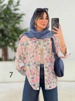 شومیز طرح دار تک جیب دنیز کد 7818 - تصویر 4