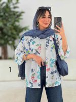 شومیز طرح دار تک جیب دنیز کد 7818 - تصویر 11
