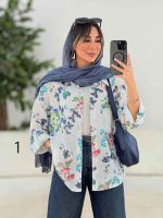 شومیز طرح دار تک جیب دنیز کد 7818 - تصویر 3