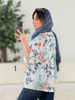 شومیز طرح دار تک جیب دنیز کد 7818 - تصویر 14
