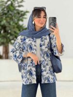 مانتو طرح دار آستین پاکتی آوین کد 7839