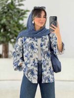 مانتو طرح دار آستین پاکتی آوین کد 7839 - تصویر 13