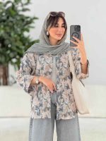 مانتو طرح دار آستین پاکتی آوین کد 7839 - تصویر 15