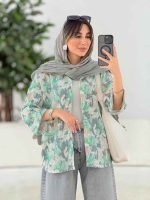 مانتو طرح دار آستین پاکتی آوین کد 7839 - تصویر 10