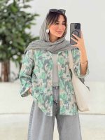مانتو طرح دار آستین پاکتی آوین کد 7839 - تصویر 2