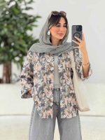 مانتو طرح دار آستین پاکتی آوین کد 7839 - تصویر 9