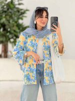 مانتو طرح دار آستین پاکتی آوین کد 7839 - تصویر 8