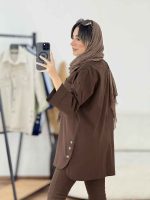 مانتو بغل سه دکمه جیب دوبل کد 7857 - تصویر 8