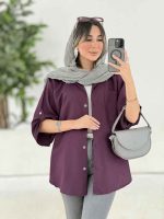 شومیز تک جیب نیلا کد 7812