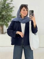 مانتو کتی دو دکمه ثمینا کد 7865 - تصویر 10
