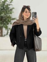 مانتو کتی دو دکمه ثمینا کد 7865 - تصویر 18