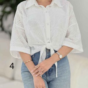 شومیز طرح دار گره ای کد 7862