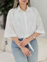 شومیز طرح دار گره ای کد 7862 - تصویر 5