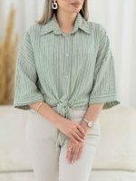 شومیز گره ای راه راه کد 7861