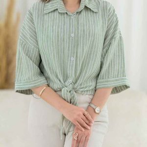 شومیز گره ای راه راه کد 7861