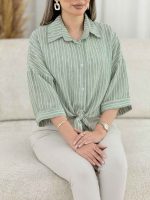 شومیز گره ای راه راه کد 7861 - تصویر 23