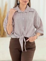 شومیز گره ای راه راه کد 7861 - تصویر 14