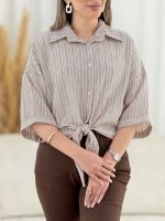 شومیز گره ای راه راه کد 7861 - تصویر 17