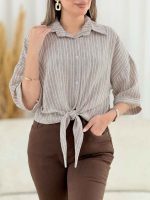 شومیز گره ای راه راه کد 7861 - تصویر 21
