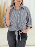 شومیز گره ای راه راه کد 7861 - تصویر 5