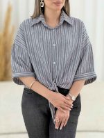 شومیز گره ای راه راه کد 7861 - تصویر 19