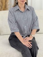 شومیز گره ای راه راه کد 7861 - تصویر 8