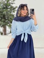 شومیز گره ای تک جیب کد 7849 - تصویر 4