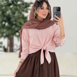 شومیز گره ای تک جیب کد 7849