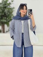 مانتو راه راه پشت پیله کد 7896 - تصویر 5