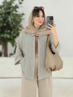 مانتو راه راه پشت پیله کد 7896 - تصویر 6
