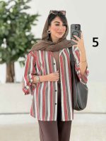 مانتو راه راه طرح دار کد 7986 - تصویر 2