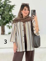 مانتو راه راه طرح دار کد 7986 - تصویر 16