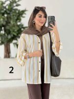 مانتو راه راه طرح دار کد 7986 - تصویر 17