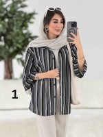 مانتو راه راه طرح دار کد 7986 - تصویر 14