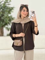 مانتو سر آستین دکمه روژین کد 8025 - تصویر 2