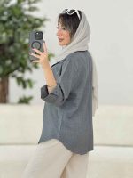 مانتو سر آستین دکمه روژین کد 8025 - تصویر 18