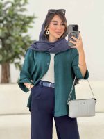 مانتو سر آستین دکمه روژین کد 8025 - تصویر 5