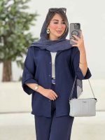 مانتو سر آستین دکمه روژین کد 8025 - تصویر 4