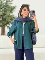 مانتو سر آستین دکمه روژین کد 8025 - تصویر 19