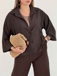 شومیز جلو دکمه پرنیا کد 8047 - تصویر 8