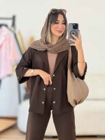 مانتو سر آستین پاگن دو جیب کد 8046 - تصویر 14