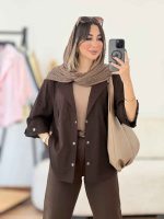 مانتو سر آستین پاگن دو جیب کد 8046 - تصویر 6