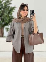 مانتو جلو دکمه گیسو کد 8045 - تصویر 2