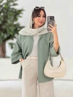 مانتو جلو دکمه گیسو کد 8045 - تصویر 4