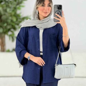 مانتو دو جیب پیله دار کد 7930