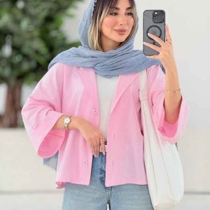 شومیز لینن پانچ آستین پاکتی کد 7974